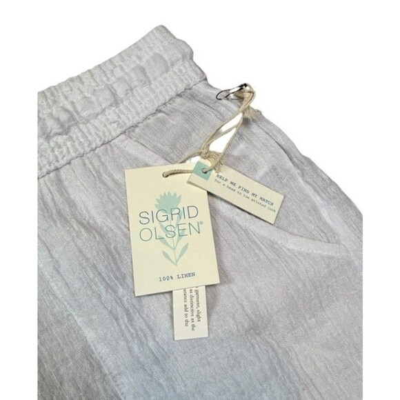 Sigrid Olsen White Linen Beach Swim Pants Womens Size XL Lightweight Drawstring - Picture 2 of 8